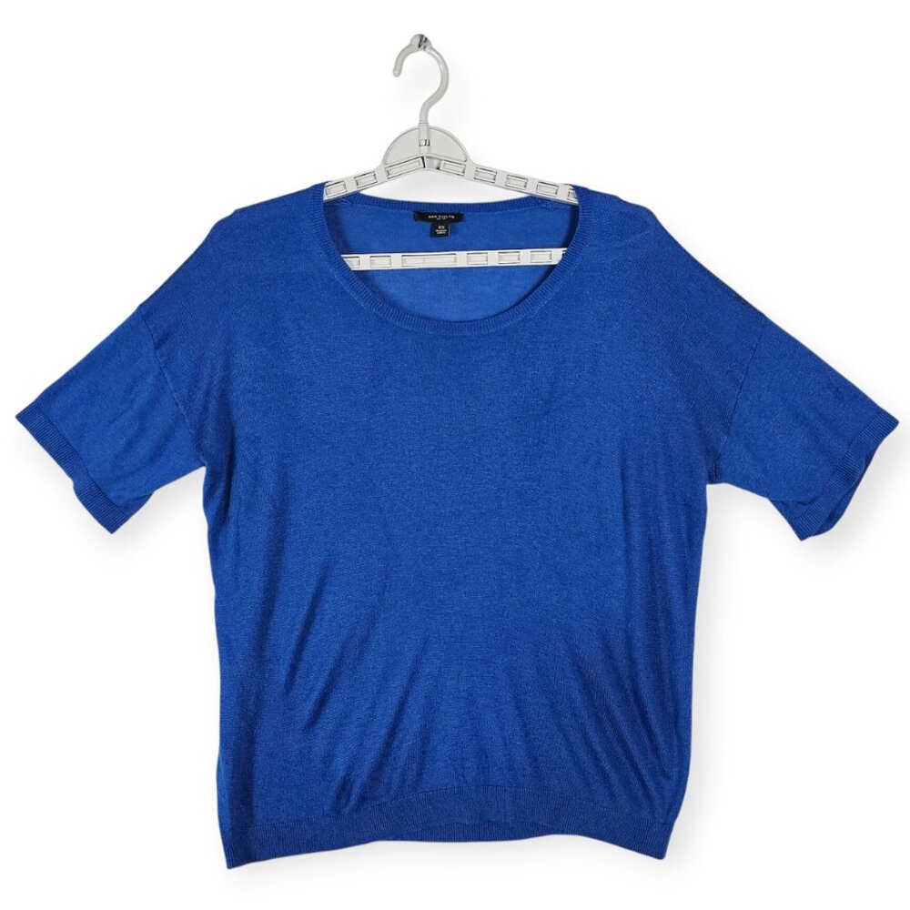 Ann Taylor Vibrant Blue Cashmere Blend Short Sleeve Knit Sweater Women's Size XS